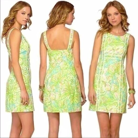 NWT Lilly Pulitzer Fryer Cotton Shift Dress Sz 8 Multi Elephant Ears $188 - Picture 2 of 8